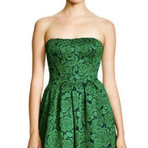 Vera Wang - Green Lace Strapless Fit and Flare Midi Dress (Size 8)